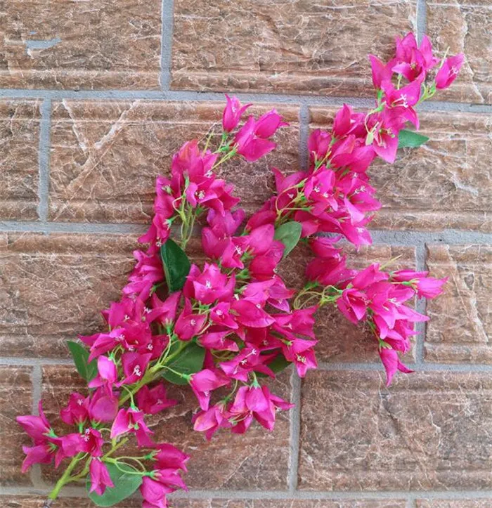 Silk Bougainvillea Fake Bougainvillea Spectabilis Fler blomma huvuden för bröllopscentrum Hemma Party Artificiell dekorativ blomma