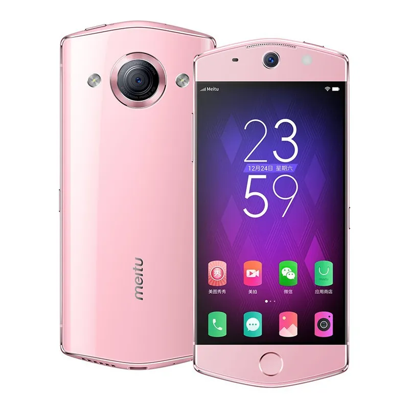 Unlocked Orijinal Meitu M6 3 GB RAM 64 GB ROM 4G LTE Cep Telefonu MT6755 Octa Çekirdek ANDORID 5.0 ​​"3D Eğrisi Cam 21MP Parmak İzi ID Cep Telefonu