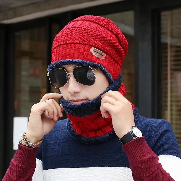 Winter Beanie Hat Scarf Set Adult Kids Size Warm Knit Hat Thick Knit Skull Cap For Men Women