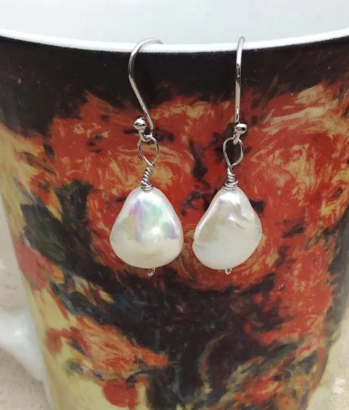 Nuovi orecchini della perla di arresto, colore bianco dell'argento della perla d'acqua dolce di gocciolamento 925 orecchino d'argento, nuovo trasporto libero