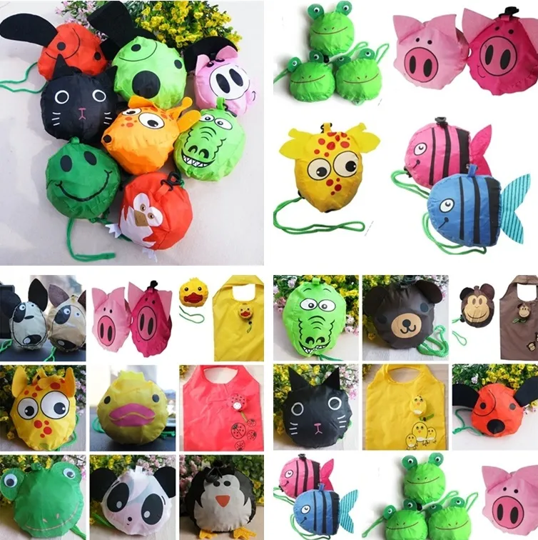 16 styles New Cute Useful Fold bags Animal Bee Panda Pig Dog Rabbit Foldable Eco Reusable Shopping Bags Storage Bags I179