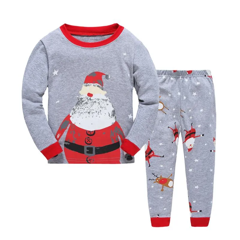 Roupa de bebê meninos meninas Natal Papai Noel pijamas crianças outono de manga longa tops + calças impressas 2 pcs xmas sets