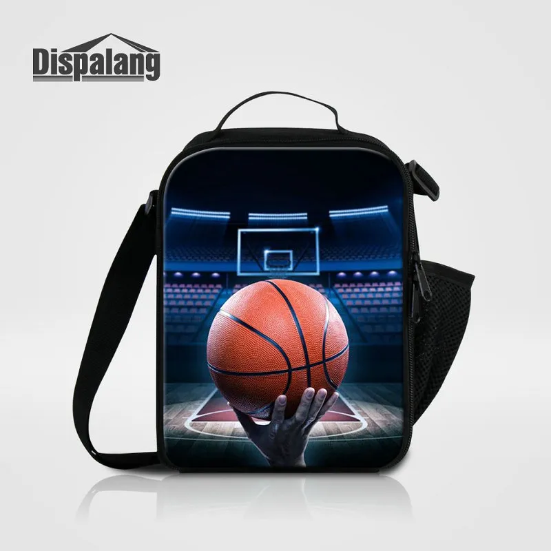 Petit Oxford Sac Thermique Cool Football Football Imprimer Hommes Sacs À Lunch Isolés Garçons Belle Conception De Basket-Ball Pique-Nique Boîte À Nourriture Thermo Glacière Sac