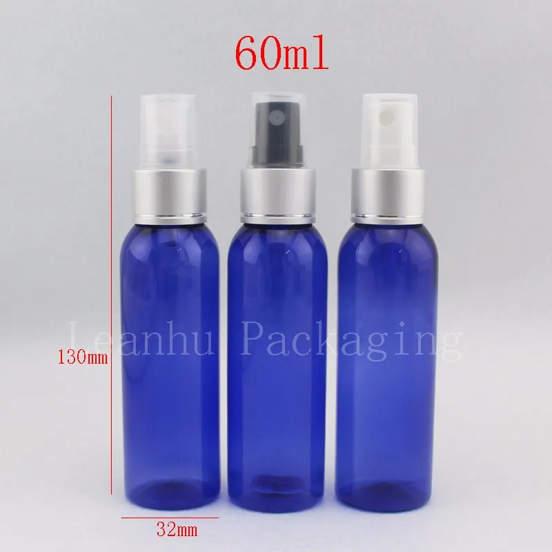 60ml blue bottle with silver spray