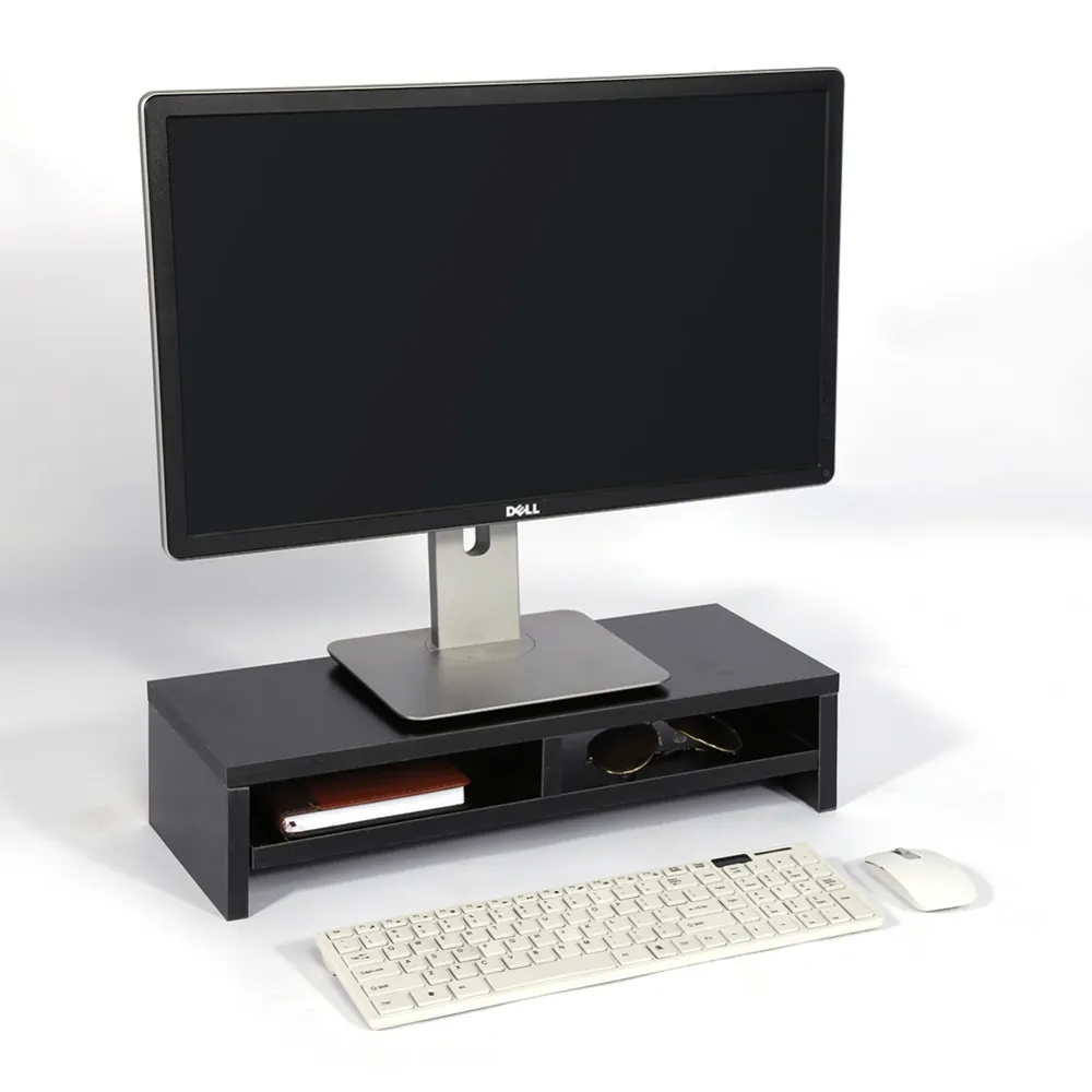 Envío gratuito Soporte de monitor de escritorio de madera LCD TV Estante para computadora portátil Pantalla de computadora Estante elevador Escritorio de oficina Soporte para monitor Caja de almacenamiento