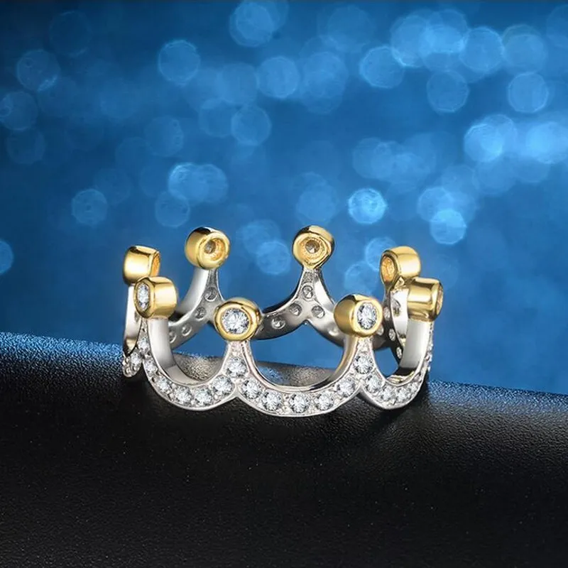 2017 Nya Kvinnor Mode 925 Sterling Silver Crown Rings Diamonique CZ Engagement Bröllop Band Ring för Kvinnor Kärleksgåva