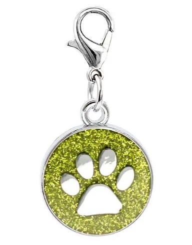 Colors 18mm footprints Cat Dog paw print hang pendant charms with lobster clasp fit for diy keychains fashion jewelrys216l