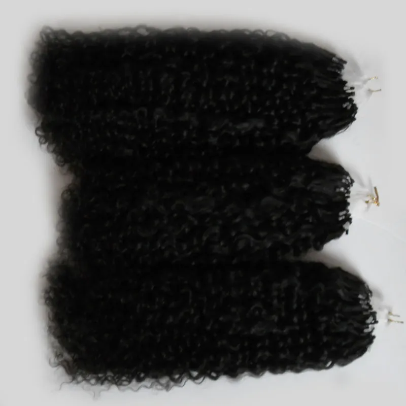 Afro Kinky Curlyヘアマイクロループ人間の髪の伸び300g 1g / s 300S自然なマイクロリンク毛の伸縮性人間