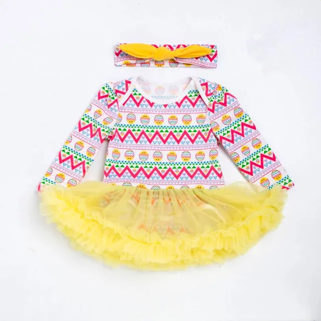 2018 Giorno di Pasqua Baby Dress Cute Baby Girl Tutu Dresses + Fascia Tutu di pizzo infantile Set Conjuntos Menina Cotton Toddler Clothes 2Pcs