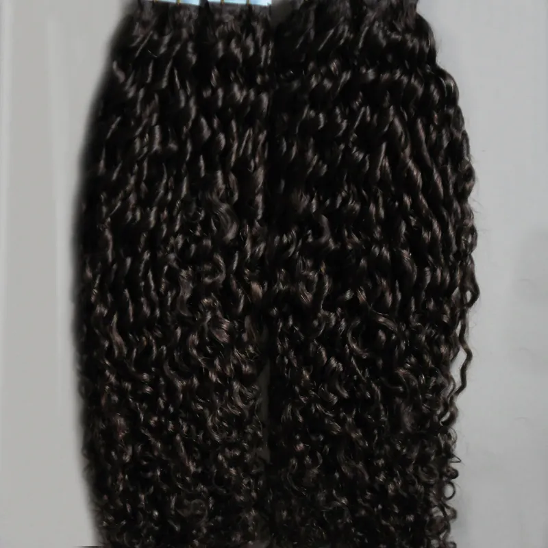 # 2 Dark Brown Mongólio Kinky Curly Cabelo 200g Curly Curly Cabelo Extensões de Cabelo Fita no cabelo de extensão encaracolado