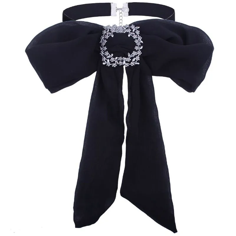 Charmcci, broches de lazo de cristal de lujo, lazo de gasa, corbata, broche de ramillete para mujer, corbata, vestido, Collar, accesorios de joyería