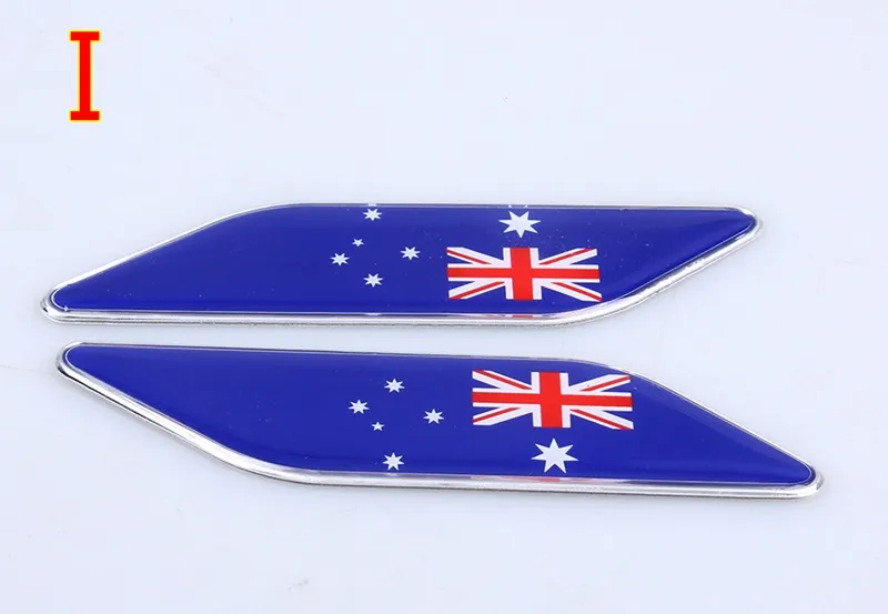 PAIR 3D AluminumePoxy Australiaドイツフランスフランスカナダ米国日本イタリアイングランドFender Side Emblem Badge Decal Car Sticke1879316