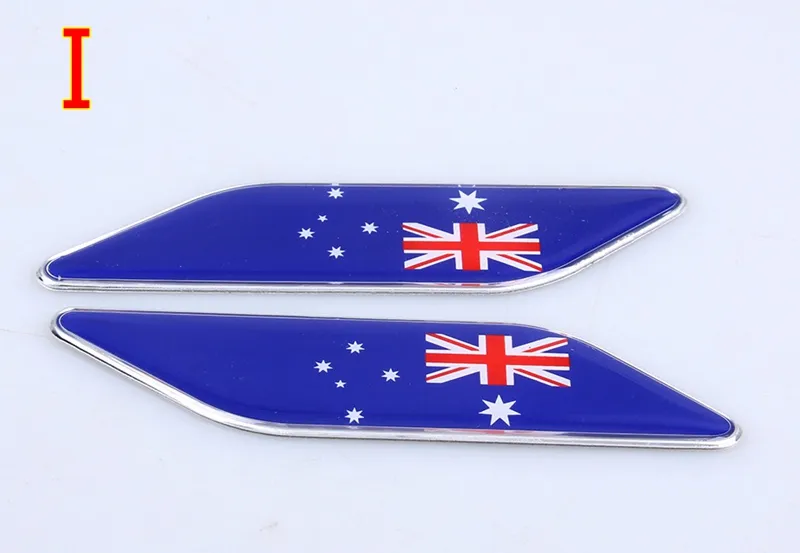 2 pzPair 3D Alluminio Epossidico Australia Germania Francia Canada USA Giappone Italia Inghilterra Bandiera Parafango laterale Distintivo Dell'emblema Della Decalcomania Auto Sticke9059656