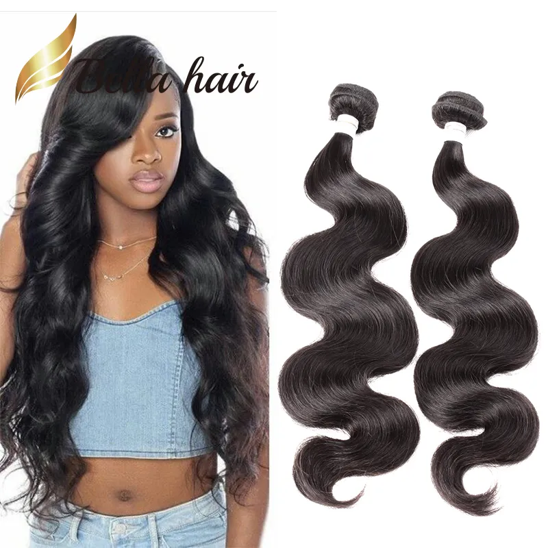 Bella Hair® Grade 9A 10 ~ 24inch 처리되지 않은 브라질 버진 헤어 확장 바디 웨이브 자연 색 2Bundles