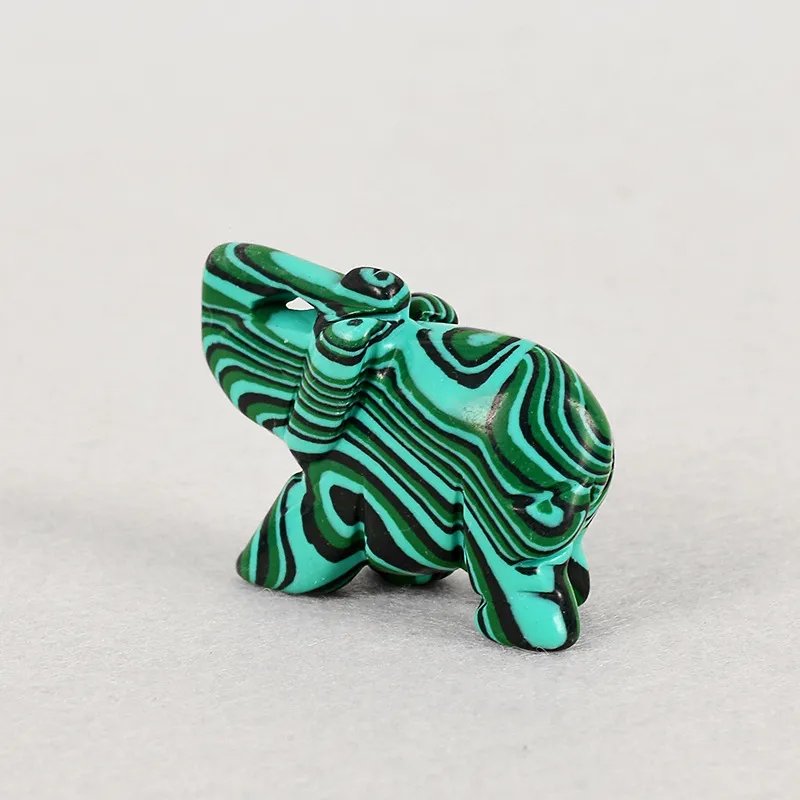 Dingsheng Kryształ Kwarcowy Kamień Opal Elephant Figurka Rzeźba Kamień Zwierząt Długowieczność Malachite Słonie Healing Reiki Stones Craft