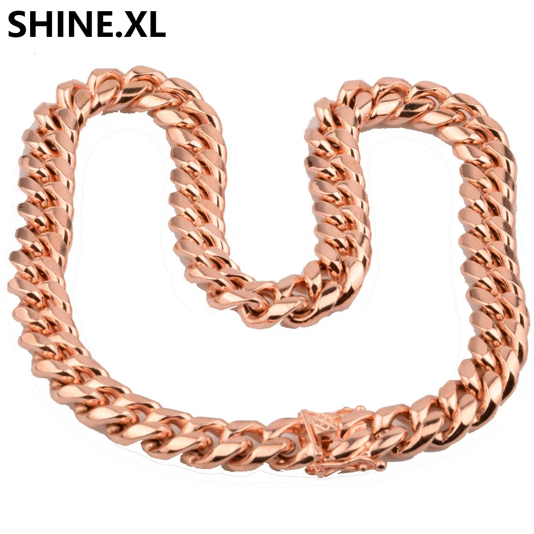 8mm Hip Hop Men Titanium Steel Stainless Steel Rose Gold Encrypt Cuban Chain Faucet Necklace Wholesale