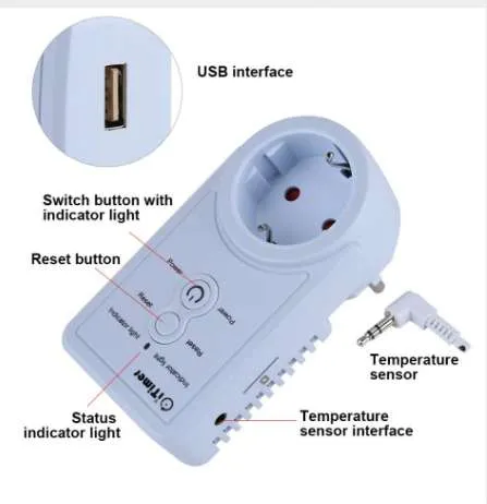 SMS-Steuerung, GSM-Steckdose, Smart-Power-Steckdose, Wandschalter-Steckdose mit Temperatursensor, intelligente Temperaturregelung