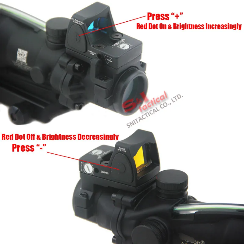 Tactical ACOG 4X32 Fiber Source Green Optical Fiber Scope w RMR Micro Red Dot Marked Version Black7589002