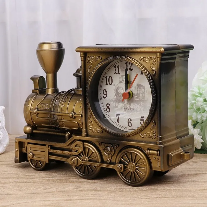 빈티지 레트로 기차 책상 시계 홈 장식 3 색 크리 에이 티브 석영 시계 상자와 함께 최고의 프로 모션 선물