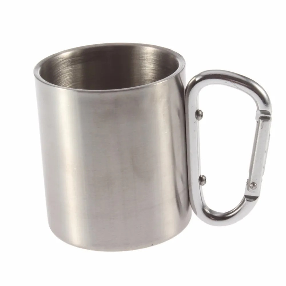 220 ml di tazza da caffè in acciaio inossidabile da 220 ml tazza da campeggio in alluminio gancio doppio wwq