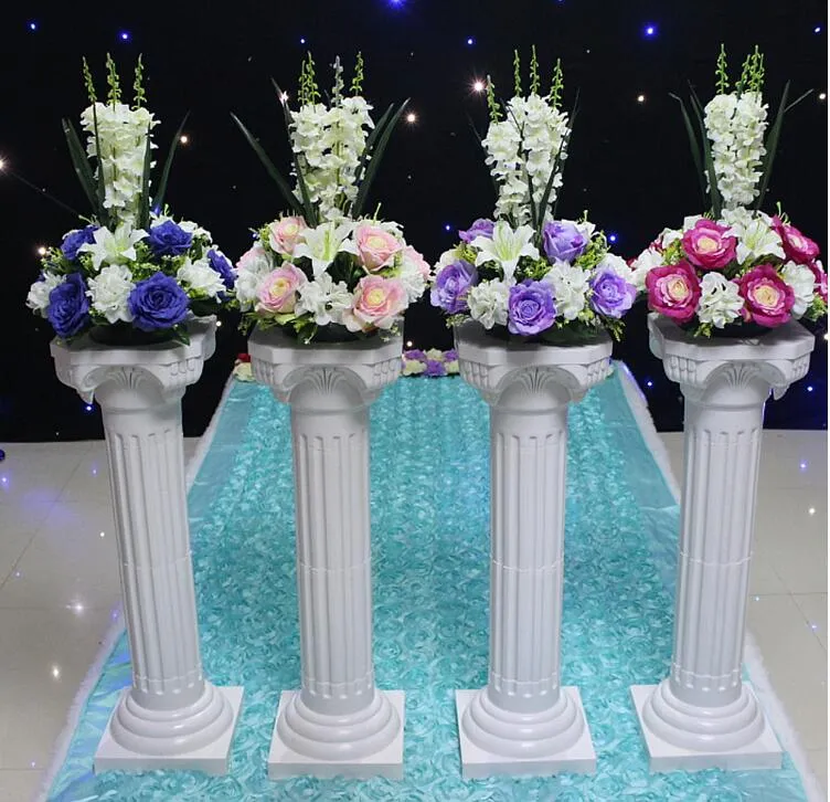 Ny ankomst Fashion White Roman Column Wedding Centerpiece Road Bly med vasen och bukettuppsättningar för Party Event Decoration Props