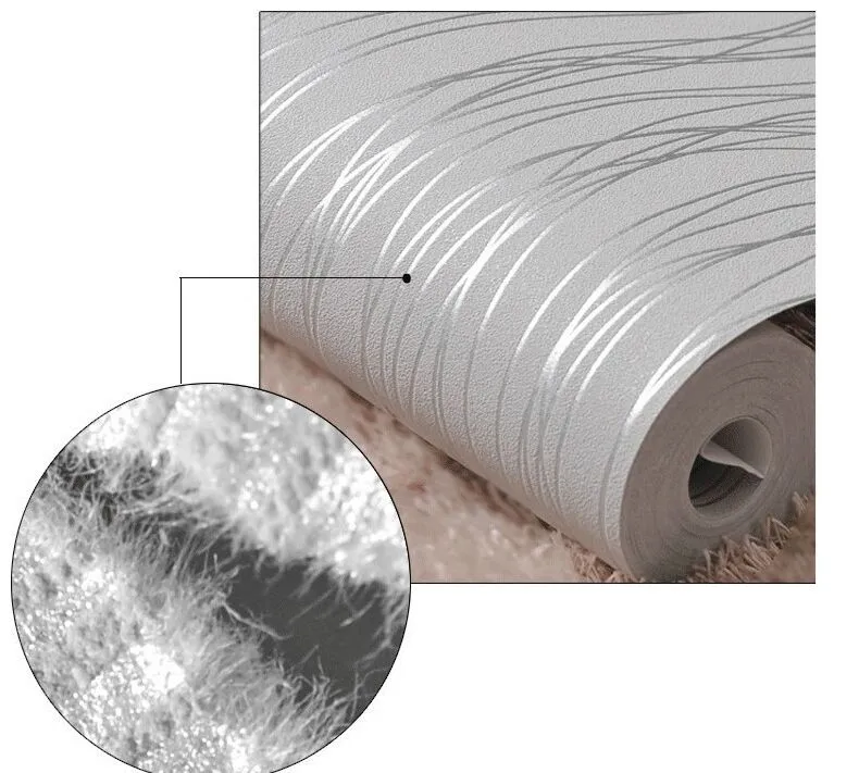 リビングルームソファの背景壁のための織り物の薄い群れ垂直ストライプの壁紙ホーム壁紙3Dグレーシルバー1612590