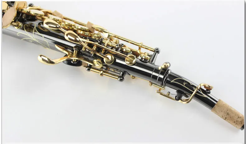 MARGEWATE hochwertige Leistung Musikinstrument B B Sopran Saxophon schwarz Nickel vergoldet Oberfläche Perle Tasten Sax mit Fall