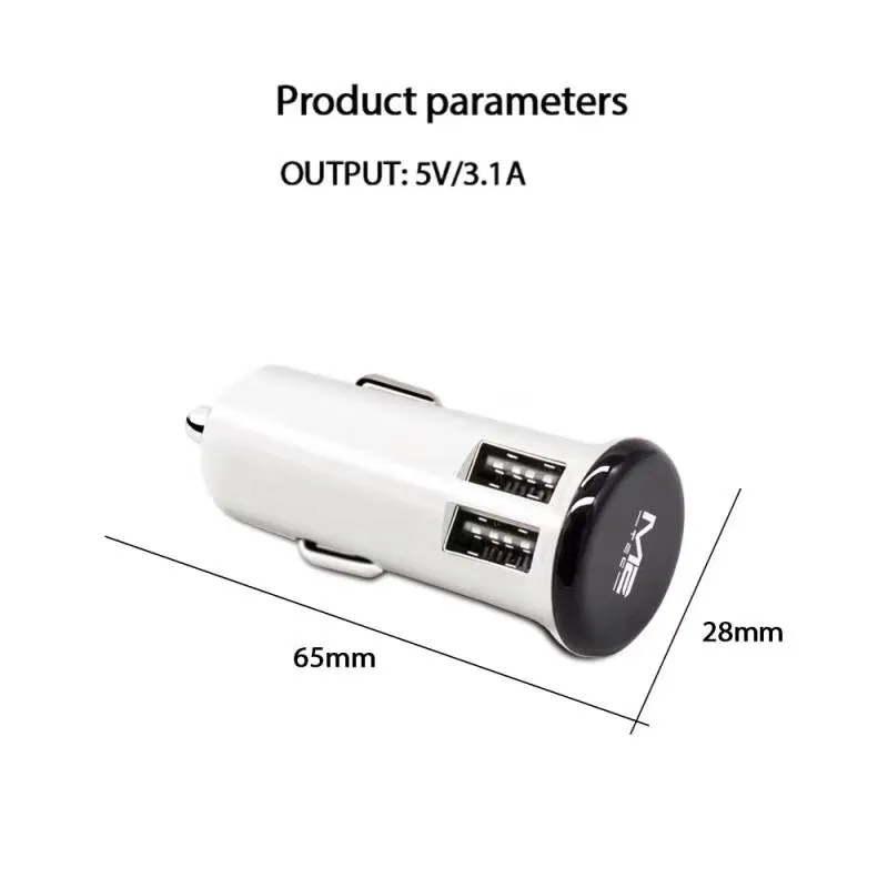 빠른 5V 3.1A 듀얼 USB 자동차 충전기 미니 자동차 충전 어댑터 범용 아이폰 8 7 삼성 태블릿 PC MP3