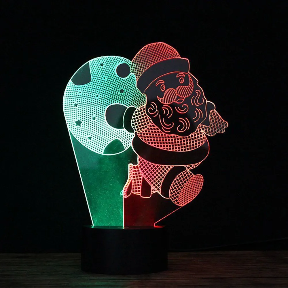 3D LED Licht Weihnachten Santa Old Man Lampe Illusion Nacht 7 Farbe Geschenk # R42