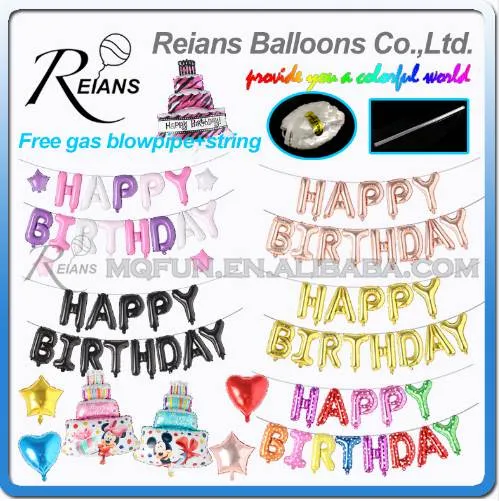 Kostenlose Zeichenfolge 16 Zoll Happy Birthday Folienballons Golden Silber Blau Rosa Bunte Party Dekoration Ballon Buchstaben Ballon Spielzeug