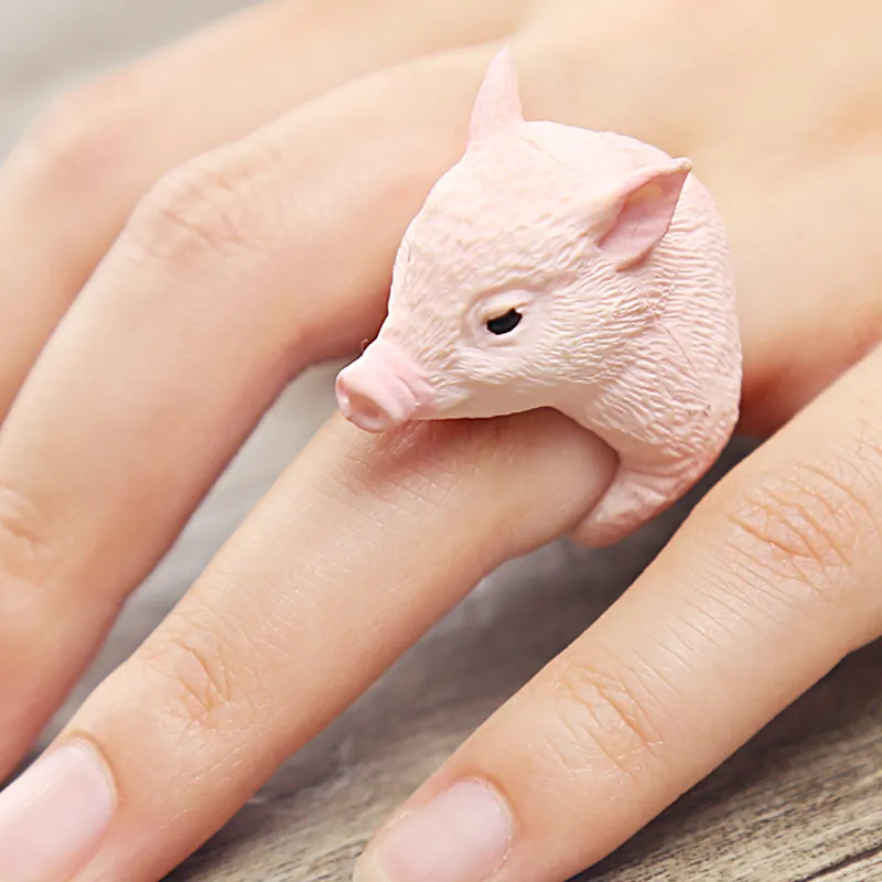 Cute Pig Adjustable Ring For Women – Pink/Red Lucky Piggy Animal Ring, Open Design, Fashion Jewelry Gift