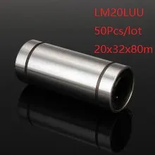 50 unids/lote LM20LUU 20mm rodamientos lineales de bolas más largos casquillo deslizante lineal rodamientos de movimiento lineal piezas de impresora 3d enrutador cnc 20x32x80mm