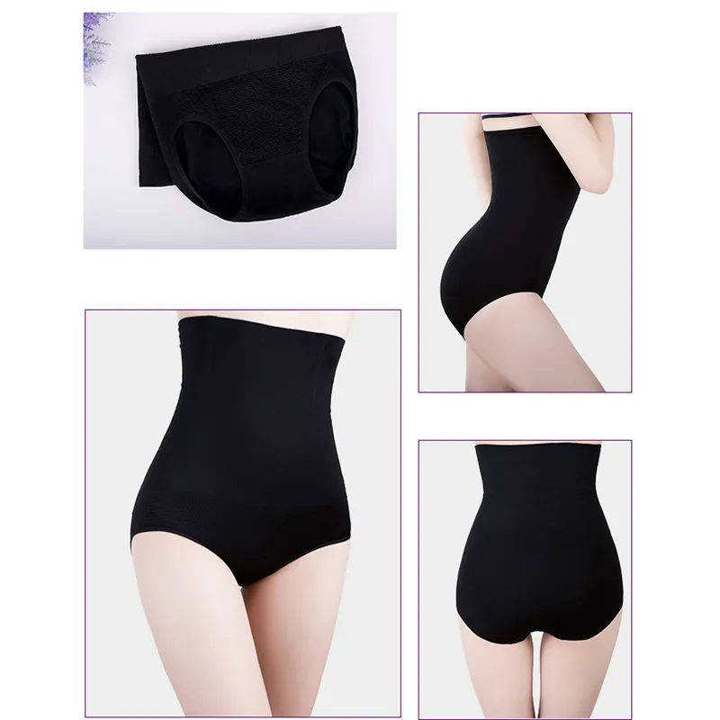 Bragas moldeadoras de cintura alta para mujer, panza sin costuras, Control del vientre, cintura, pantalones adelgazantes, faja, ropa interior, piel negra, cintura 5641131