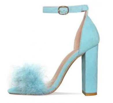 Chunky heels with clearance fur