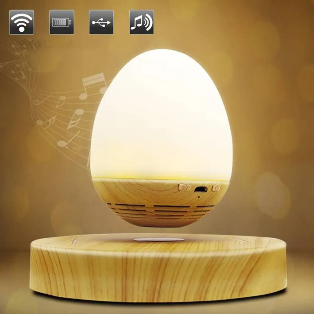 Luce notturna a LED multifunzionale a forma di uovo con ricarica USB, altoparlante Bluetooth wireless a levitazione magnetica innovativa