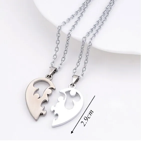 Engrave Heart Crystal Pendant Necklace Letter Matching CZ Couple Lovers Necklaces Women Men Chain Elegant Love Jewelry 