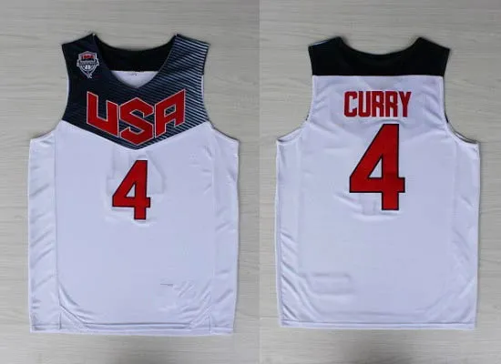 kids Team USA Basketball Jerseys #4 Stephen Curry Blue White Youth