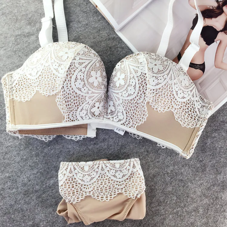 Sexy Mousse bra and panties sets Design Luxury Lace Flower Bow