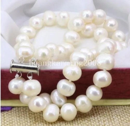 Naturliga 2OWS Vit 8-9mm Akoya Cultured Pearl Beads Strand Armband 7.5inch