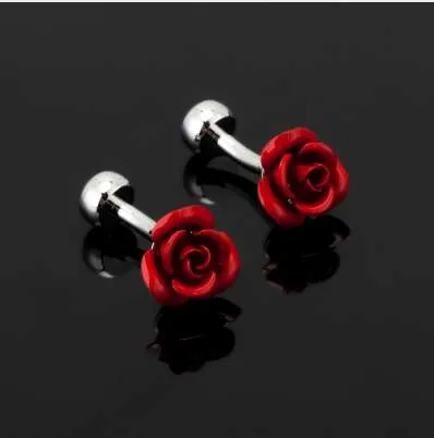 Najnowsza luksusowa moda czerwona róża spinki do mankietów dla Menswomen wysokiej jakości Vintage Antyczne Francja Koszula Mankiety Linki dla Mężczyzn Biżuteria