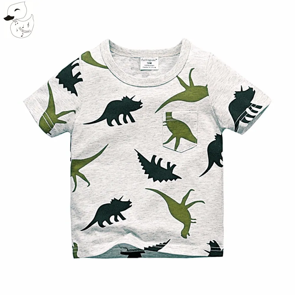 magliette a maniche corte per ragazzi camicia estiva bambino bambino abbigliamento per bambini capitano ancore dinosauro stampato tshirt costo di fabbrica all'ingrosso