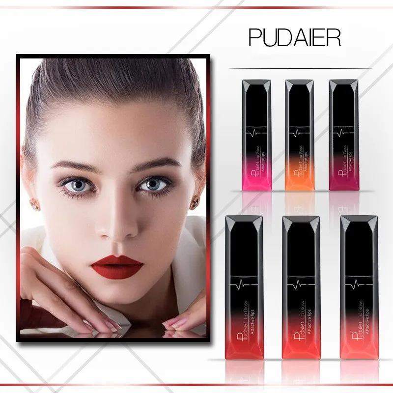 새로운 뜨거운 메이크업 브랜드 Pudaier 21colors 매트 액체 립스틱 Matallic Shimmer 립 글로스 립 밤 여성 패션 선물 DHL 배송