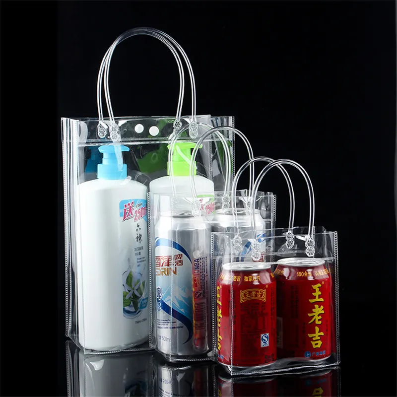 8 Size plastic gift bag environmentally friendly with snap PVC transparent bag plastic bag LZ1438