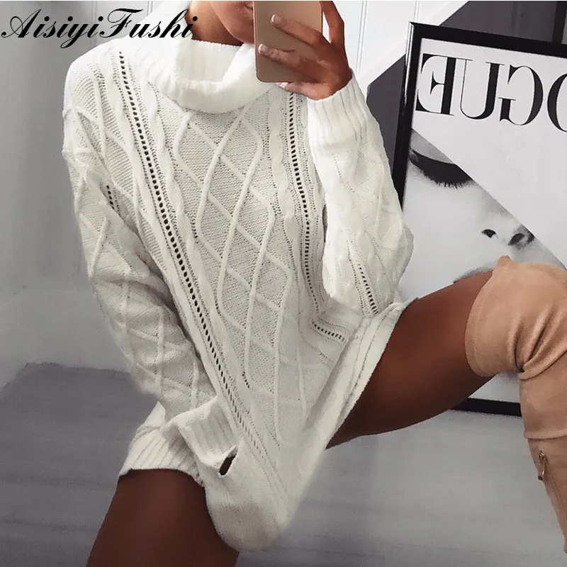 navy blue dress for baby girl Toasty Perfection White Turtleneck Mini Sweater Dress main image 1