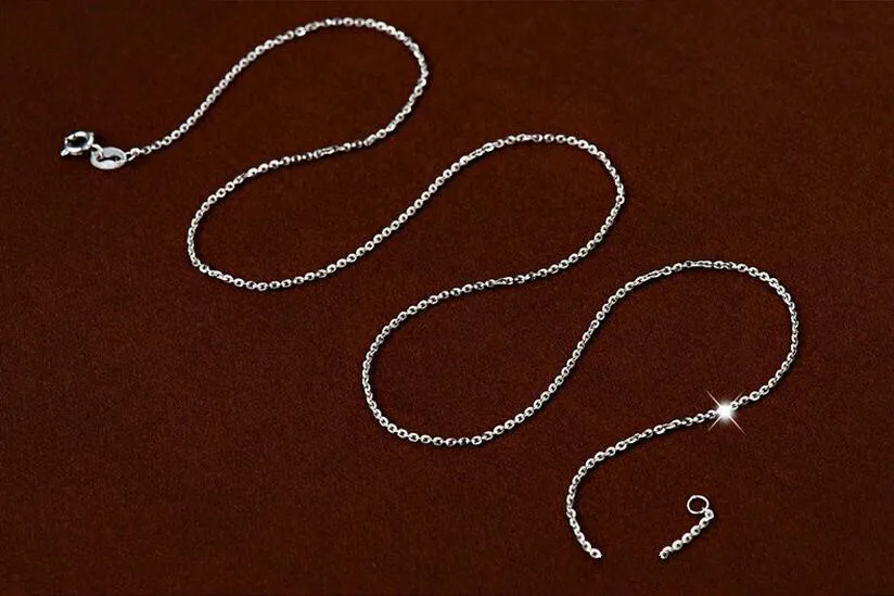 925 Ayar Gümüş Kolyeler (30 adet / grup) O Şekil Zincirleri Stimülasyon Olmadan Güvenliği Solmaz Parlayan Kolyeler Uzunluğu 18 inç 1.5 mm