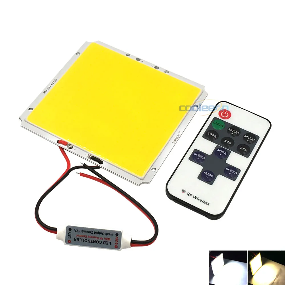 100 * 95mm Plac Cob COB LED Light Light with Dimmer Controller 50W DC 12V Ściemniana żarówka LED do oświetlenia samochodowego Lampy robocze DIY