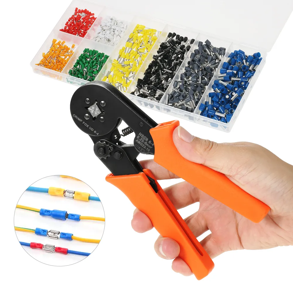 Freeshipping Multifunctional Cable Wire Crimping Pliers Tool Ferrule Crimpers 0.25-6.0mm + 800Pcs/lot Copper Insulated Cord Pin End