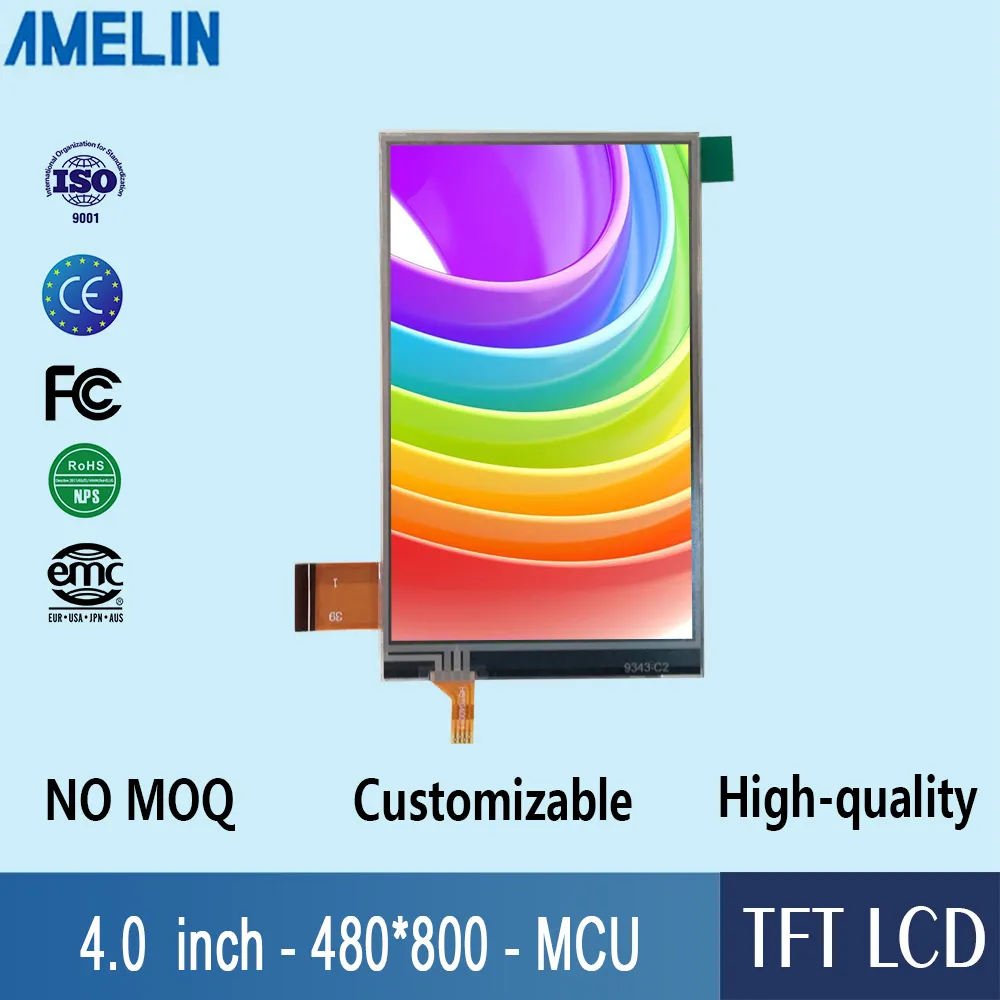 4 tum 480 * 800 TN Visa TFT LCD-modulskärm med MCU-gränssnittskärm och RTP-pekskärmspanel