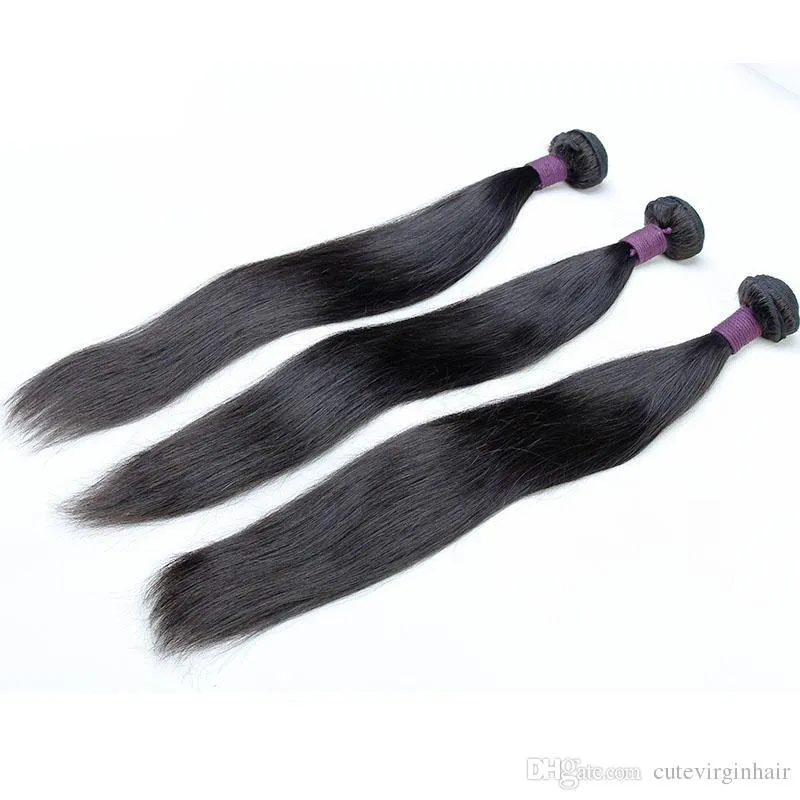 長いストレートな自然見ている髪3ピースの束未処理のブラジル人の人間の髪の髪織り伸びる自然な色10-30より長いインチ