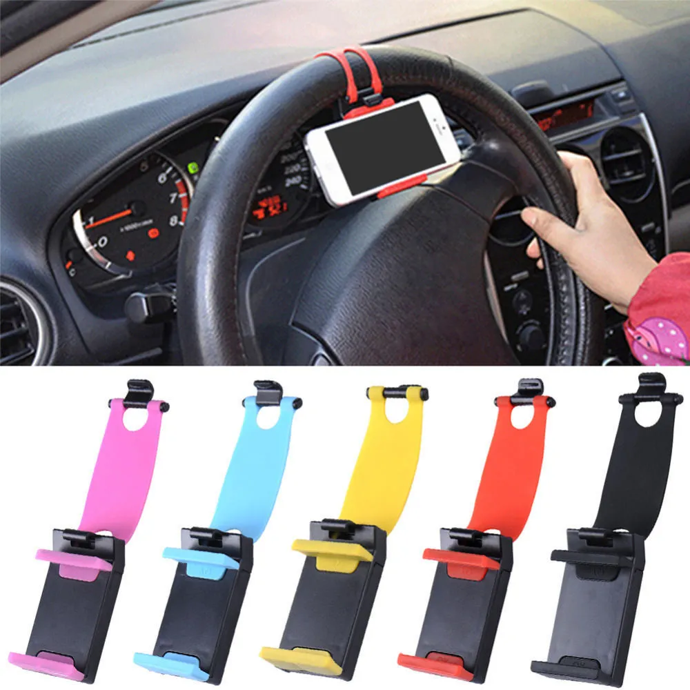 2019 Car Steering Wheel socket phone Holder universal cell phone Clip Mount car Holder for 50-80mm iPhone Samsung DHL 